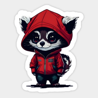 Raccoon wearing a hood Sticker